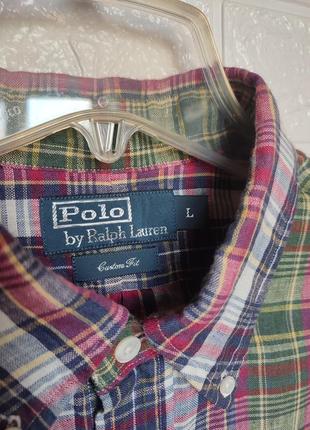 Льняная рубашка из льна 100% лён в клетку от polo by ralph lauren custom fit  филиппины винтаж 👉 размер l/наш 50р3 фото