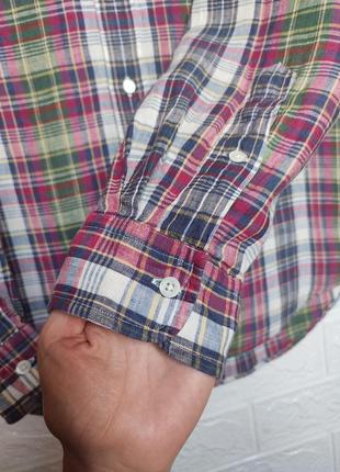 Льняная рубашка из льна 100% лён в клетку от polo by ralph lauren custom fit  филиппины винтаж 👉 размер l/наш 50р4 фото
