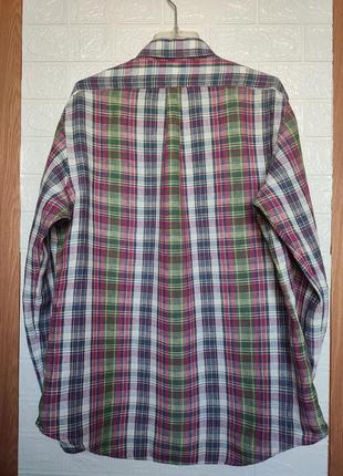 Льняная рубашка из льна 100% лён в клетку от polo by ralph lauren custom fit  филиппины винтаж 👉 размер l/наш 50р7 фото