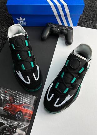 Мужские кроссовки adidas originals niteball prm black white green3 фото