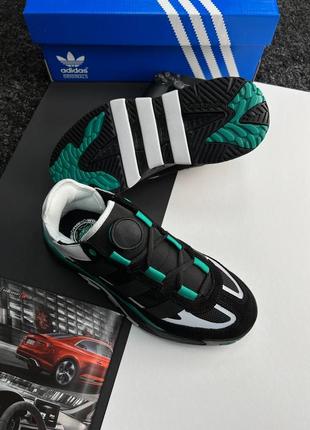 Мужские кроссовки adidas originals niteball prm black white green2 фото