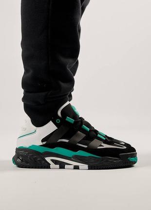 Мужские кроссовки adidas originals niteball prm black white green7 фото