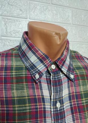 Льняная рубашка из льна 100% лён в клетку от polo by ralph lauren custom fit  филиппины винтаж 👉 размер l/наш 50р10 фото