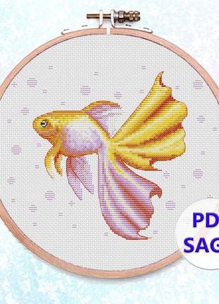 Схема для вишивання хрестиком "золота рибка"cn-2004-pdf1 фото