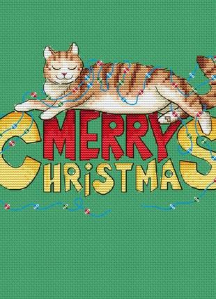 Авторская схема для вышивания крестиком "кот рождество" №21113 фото