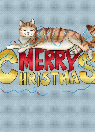 Авторская схема для вышивания крестиком "кот рождество" №21112 фото