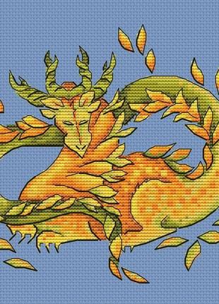 Авторская схема для вышивания крестиком "дракон-осень" №21232 фото