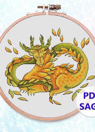 Авторская схема для вышивания крестиком "дракон-осень" №21231 фото