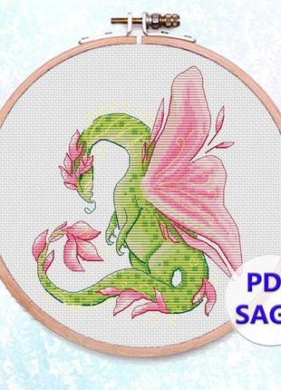 Авторська схема для вишивання хрестиком “дракон- весна” №21251 фото