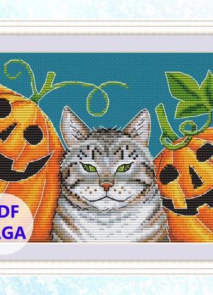 Авторская схема для вышивания крестиком "серый кот" №22901 фото