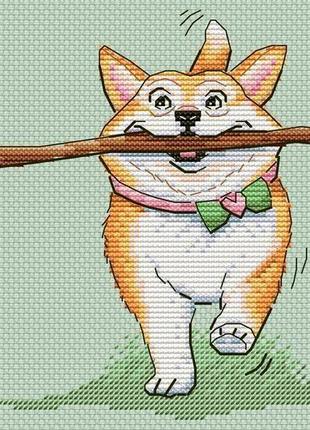 Авторская схема для вышивания крестиком "собака корги" №22355 фото