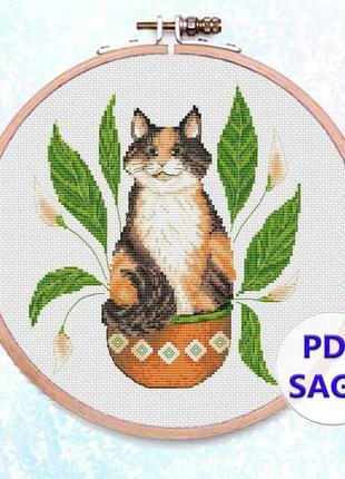 Авторская схема для вышивания крестиком кошка йода №221011 фото