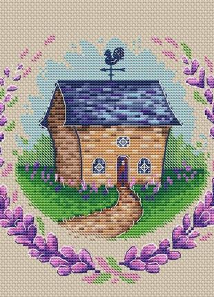 Авторская схема для вышивания крестиком "дом в лаванде" №23063 фото