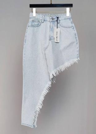 Джинсова спідниця асиметрична блакитного кольору туреччина. джинсовая юбка турция1 фото