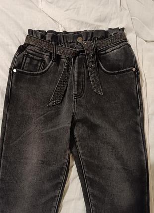 Зимові джинси для дівчинки на флісі 128-140см. як нові