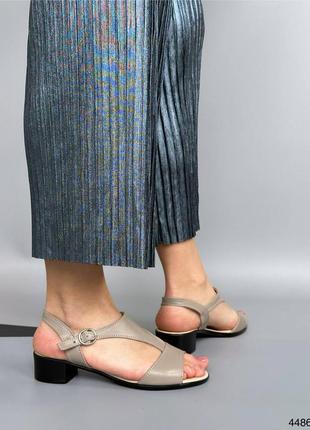 Бежевые моко женские босоножки на маленьком каблуке на каблуке из натуральной кожи кожаные босоножки
