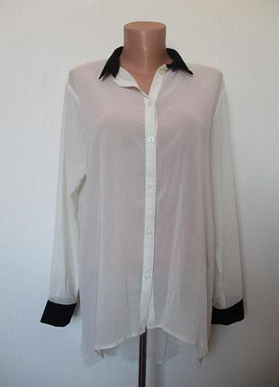 Шифоновая блуза оверсайз c черным воротником atmosphere