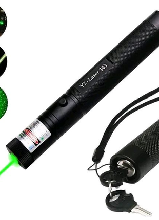 Лазерная указка зелёный лазер laser 303 green с насадкой1 фото