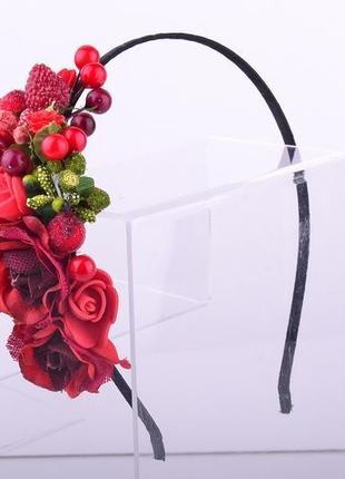 Обруч веночек, половинка, маки-розы-ягодки1 фото