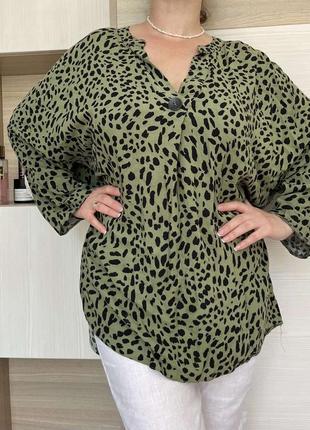 Туника блуза рубашка в принт леопард xl-xxl papaya5 фото