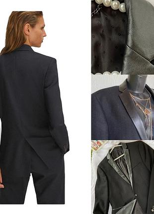 Стильний фірмовий якісний натуральний піджак комір з еко шкіри