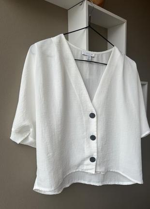 Белая блуза футболка легкая на пуговицах topshop10 фото
