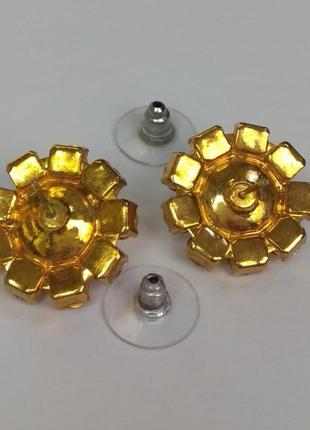 Серьги в золотом тоне, чешские кристаллы, европейский винтаж4 фото