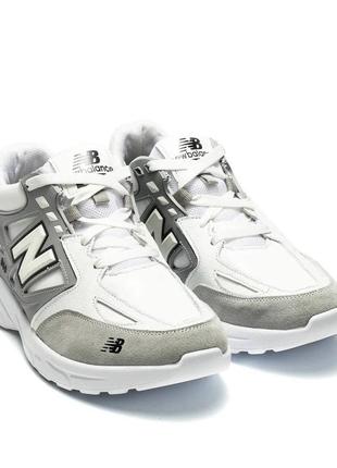 Мужские кожаные демисезонные кроссовки new balance цвет белый, серый3 фото