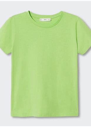 Зеленая классическая базовая футболка mango s, l, xl, 36, 40, 42, 44, 48, 502 фото