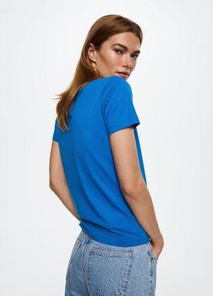 Синя класична базова футболка mango s, 36, 44