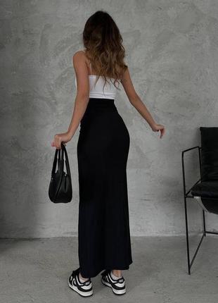Трендовая силуэтная юбка макси длины с разрезом на ноге🔥5 фото