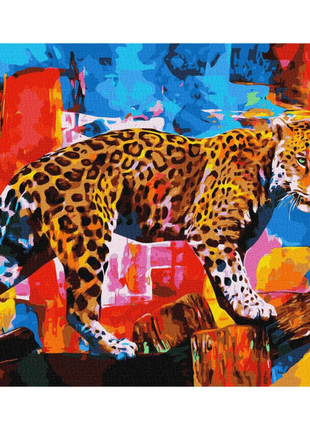 Картина по номерам "яркий леопард" идейка kho4338 40х50 см