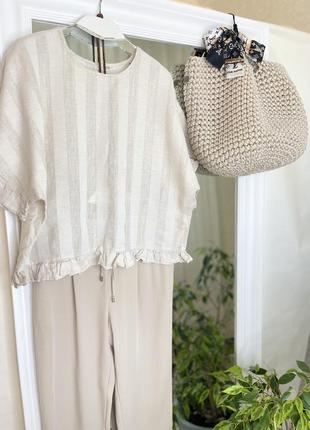 Zara льняная блузка топ8 фото