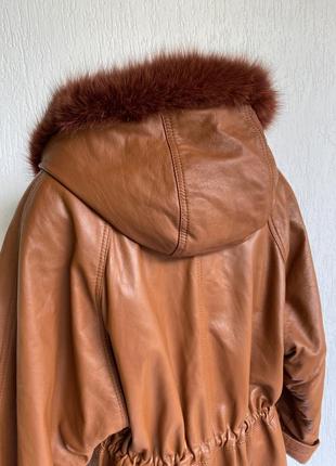 Фірмова стильна якісна натуральна шкіряна вінтажна куртка плащ6 фото