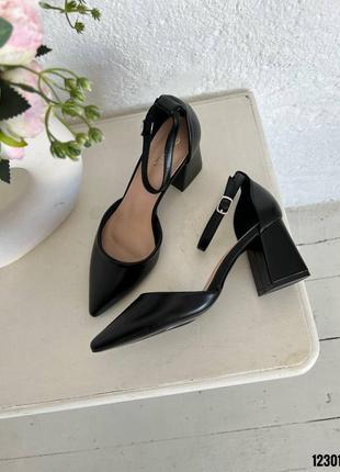 Черные женские туфли на каблуке каблуке открытые туфли на каблуке каблуке5 фото