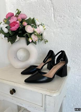 Черные женские туфли на каблуке каблуке открытые туфли на каблуке каблуке8 фото