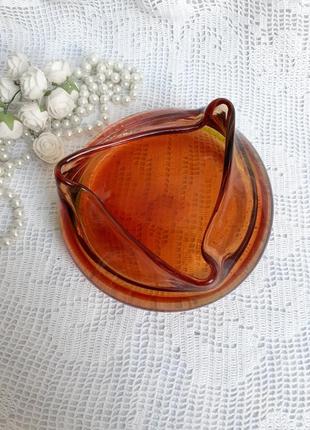 Ваза богемское стекло чехословакия гутная техника винтаж карамель