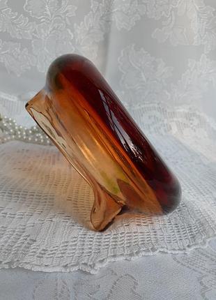 Ваза богемское стекло чехословакия гутная техника винтаж карамель
