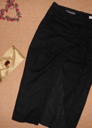 Льняная ассиметричная юбка карандаш midi с драпировкой 48-50р1 фото