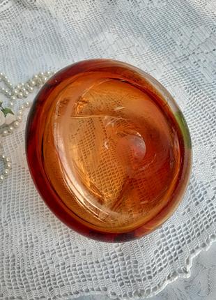 Ваза богемское стекло чехословакия гутная техника винтаж карамель