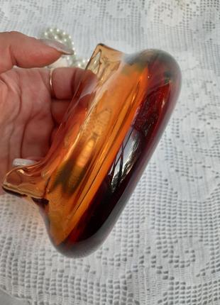 Ваза богемское стекло чехословакия гутная техника винтаж карамель