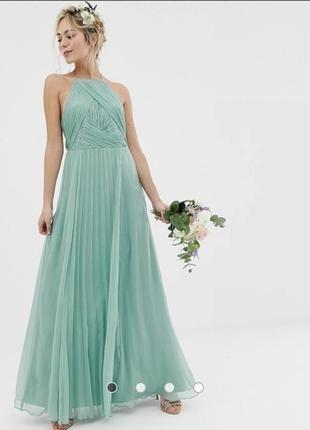 Платье макси со сборками на лифе asos design bridesmaid