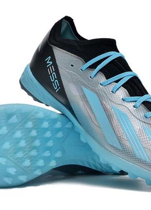 Сороконіжки adidas x speedportal.1 tf адідас спідпортал блакитні футбольні стоноги унісекс багатошиповки блакитного кольору5 фото