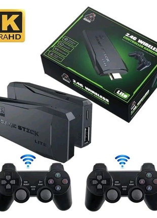 Игровая приставка m8 64gb mini game stick 4k hdmi + 2 беспроводны