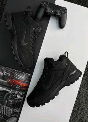 Зимові чоловічі кросівки nike  rivah gore-tex all black fur❄️