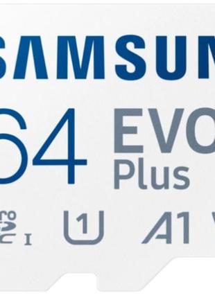 Картка пам'ятi samsung evo plus microsdxc 64gb (mb-mc64ka/eu) + sd адаптер