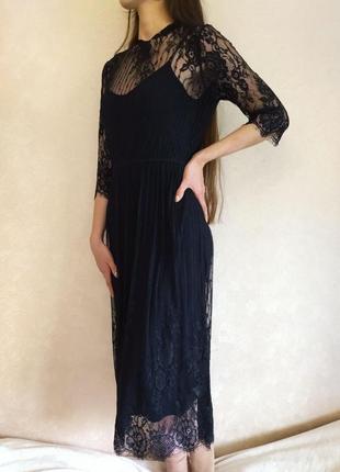Чорне плаття міді, мереживне плаття довге, чорне плаття в готичному стилі, довге плаття мереживо, ажурне плаття5 фото
