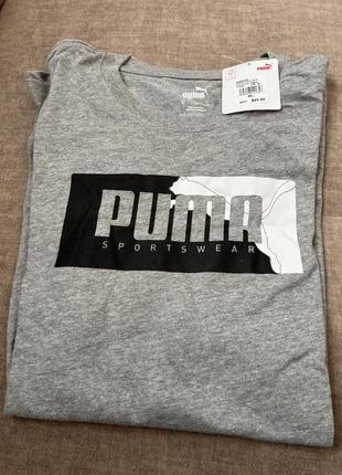 Серая мужская футболка puma men's box graphic crew neck tee