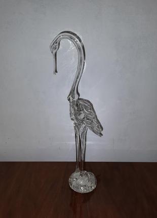 Лелека (чапля, журавель) скляний - декор, статуетка.