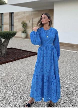 Блакитна сукня zara, сукня з прошви, кружевное платье zara, платье с открытой спинкой. плаття zara відкрита спинка.10 фото